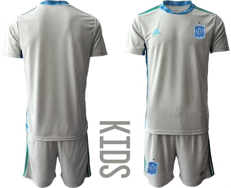 Youth 2021 European Cup Spain grey goalkeeper Soccer Jersey->spain jersey->Soccer Country Jersey